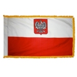 Poland eagle flag, indoor with fringe