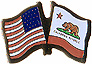 California / USA friendship flag lapel pin