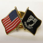 POW crossed flag lapel pin