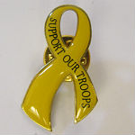 Support Our Troops yellow ribbon pin